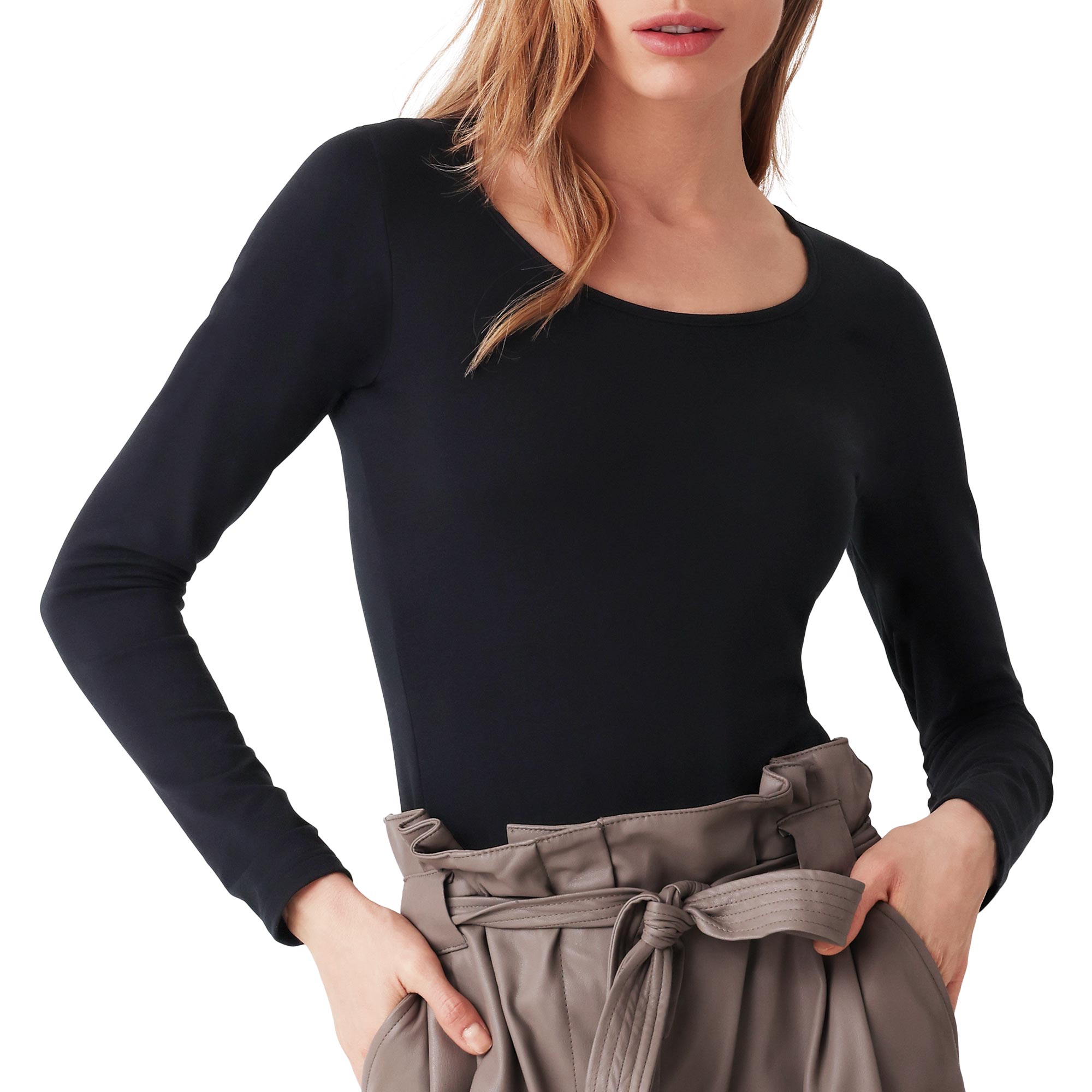 Maglia Girocollo Manica Lunga Donna Cotonella Nero 3503_00002