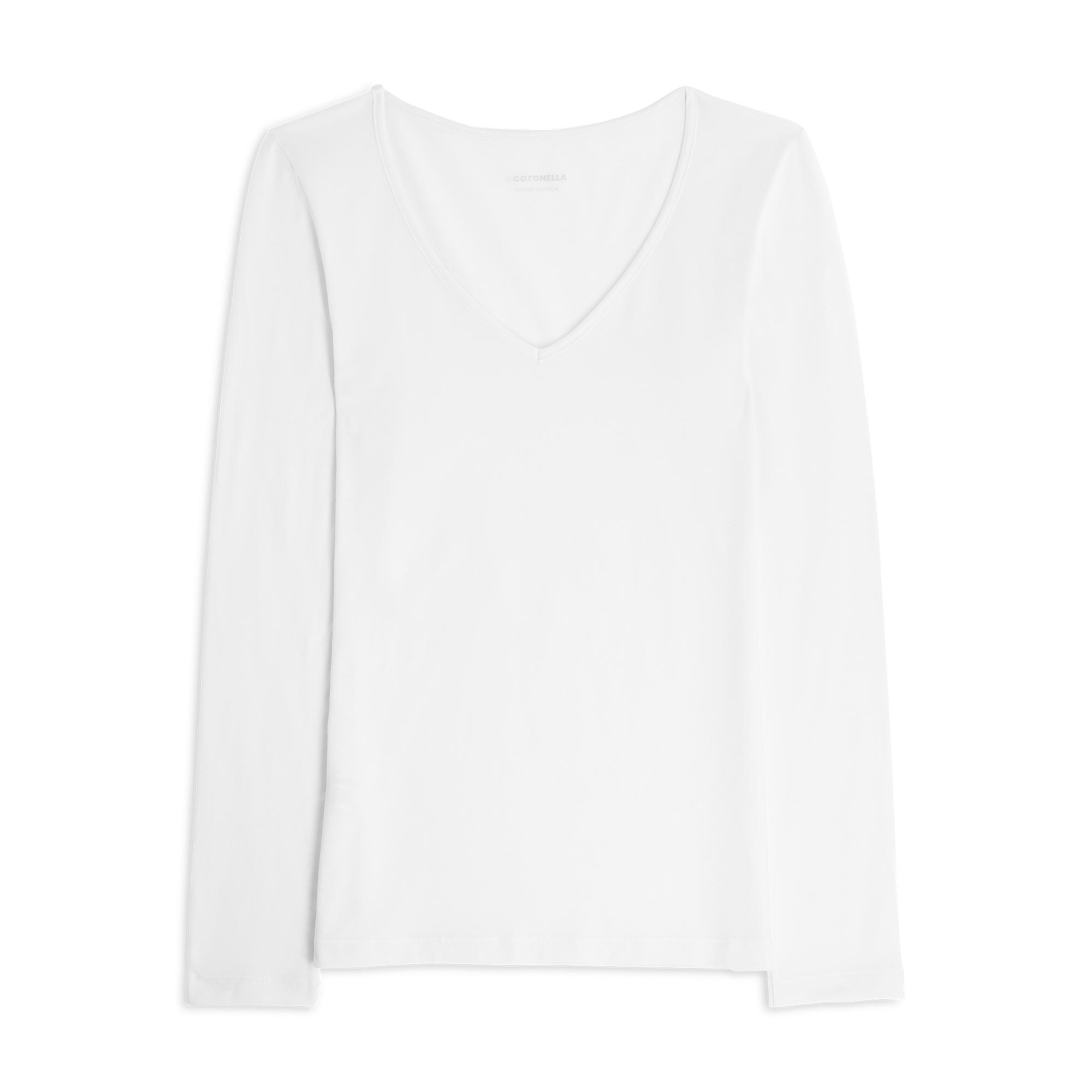 Maglia Scollo V Manica Lunga Donna Cotonella Bianco 3504_00001
