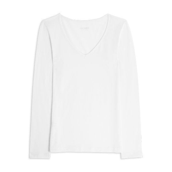 Maglia Scollo V Manica Lunga Donna Cotonella Bianco 3504_00001