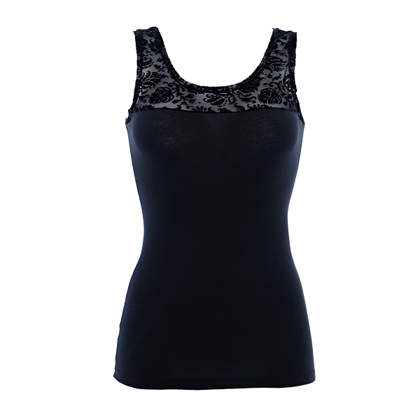 Canotta Spalla Larga Donna Cotonella Nero AD730_00002