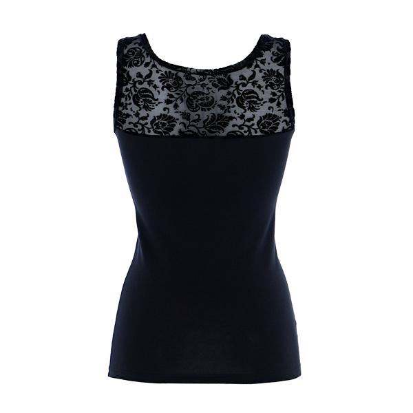 Canotta Spalla Larga Donna Cotonella Nero AD730_00002_2