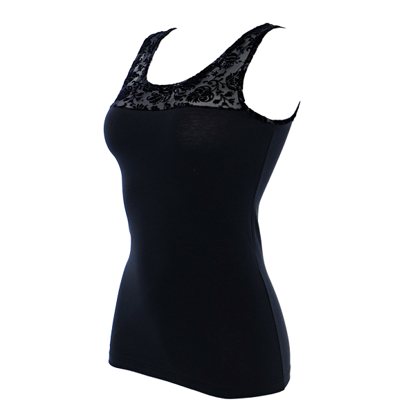 Canotta Spalla Larga Donna Cotonella Nero AD730_00002_3