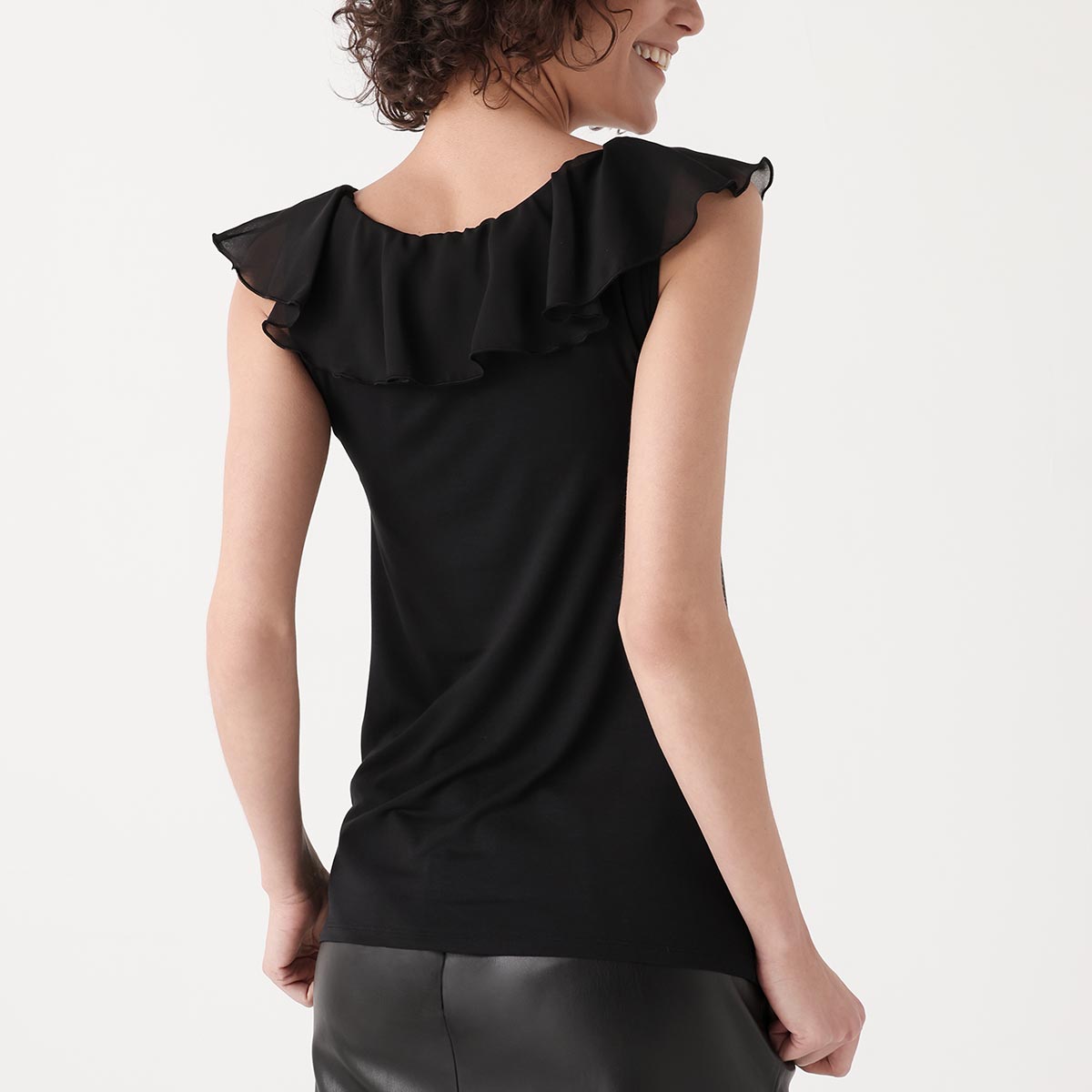 Maglia Scollo A Barchetta Smanicata Donna Cotonella Nero ADA88_00002_2