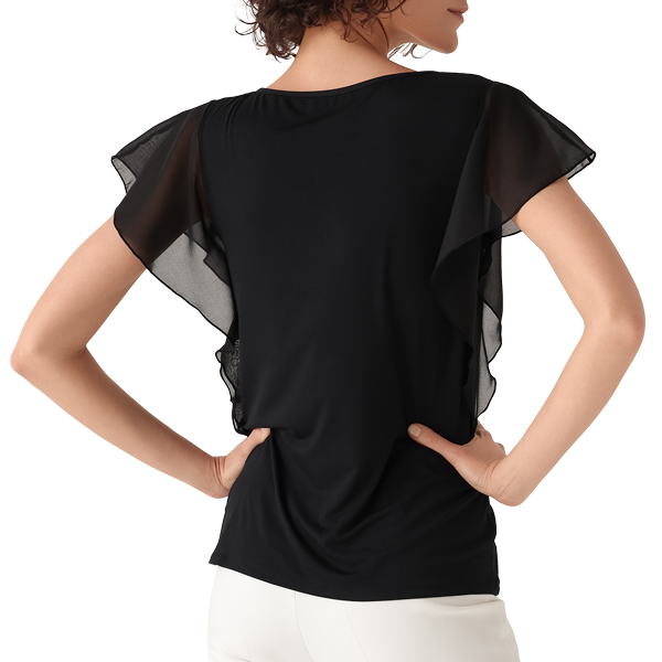 Maglia Scollo V Manica Corta Donna Cotonella Nero ADA89_00002_2