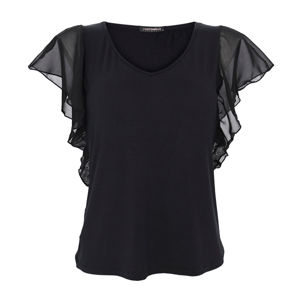 Maglia Scollo V Manica Corta Donna Cotonella Nero ADA89_00002_3