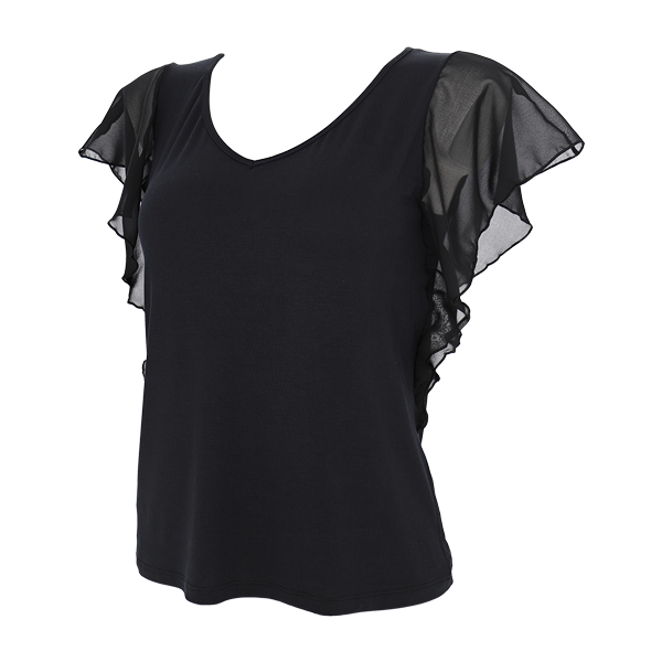 Maglia Scollo V Manica Corta Donna Cotonella Nero ADA89_00002_4