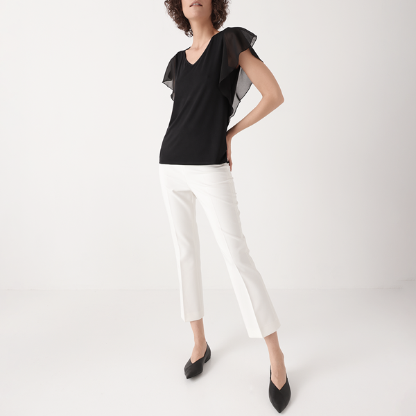 Maglia Scollo V Manica Corta Donna Cotonella Nero ADA89_00002_6