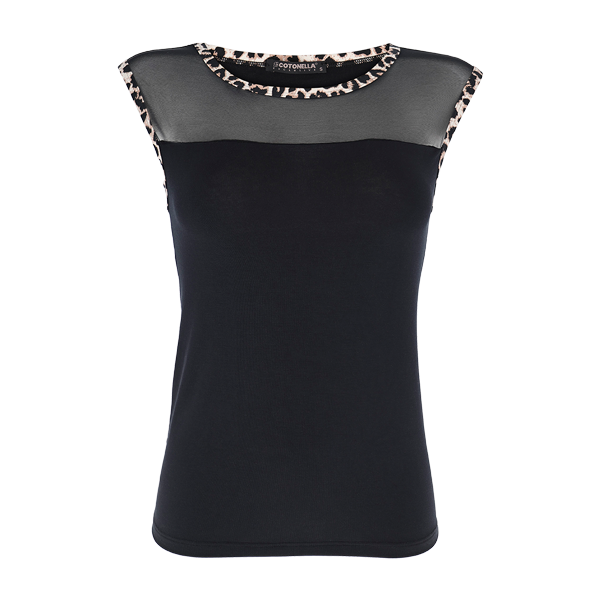 Maglia Scollo A Barchetta Smanicata Donna Cotonella Nero ADA95_00002_3