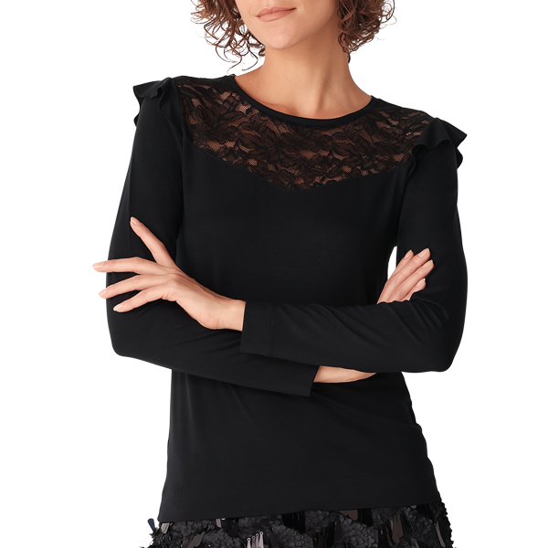 Maglia Girocollo Manica Lunga Donna Cotonella Nero ADB44_00002