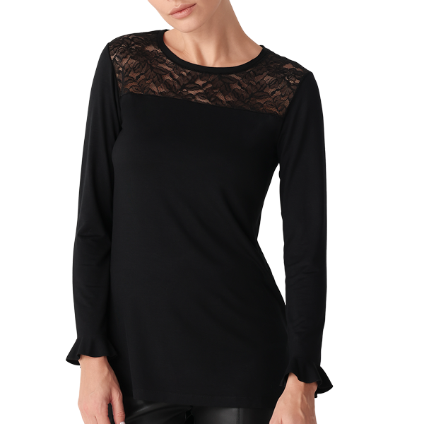 Maxi Maglia Girocollo Manica Lunga Donna Cotonella Nero ADB45_00002