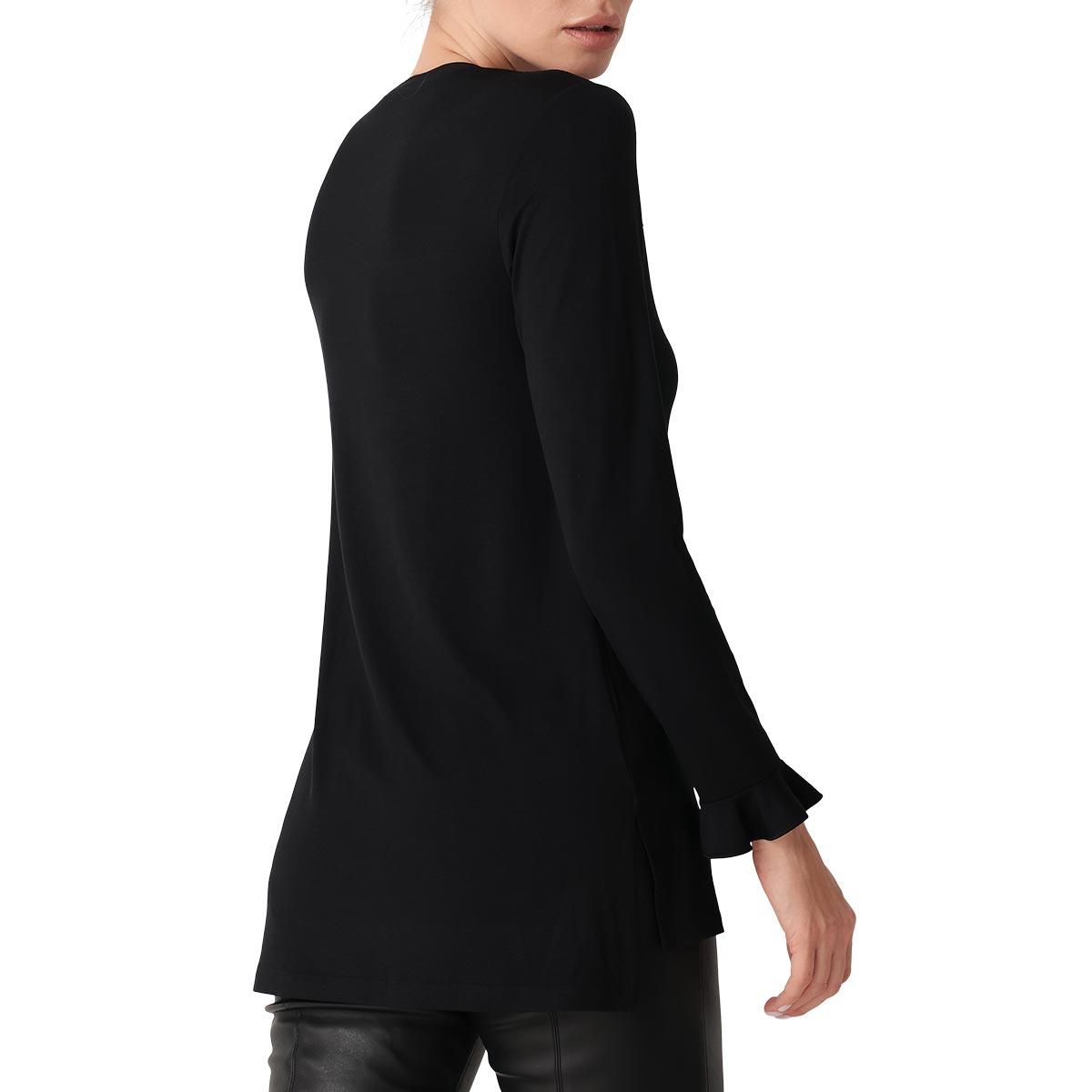 Maxi Maglia Girocollo Manica Lunga Donna Cotonella Nero ADB45_00002_2