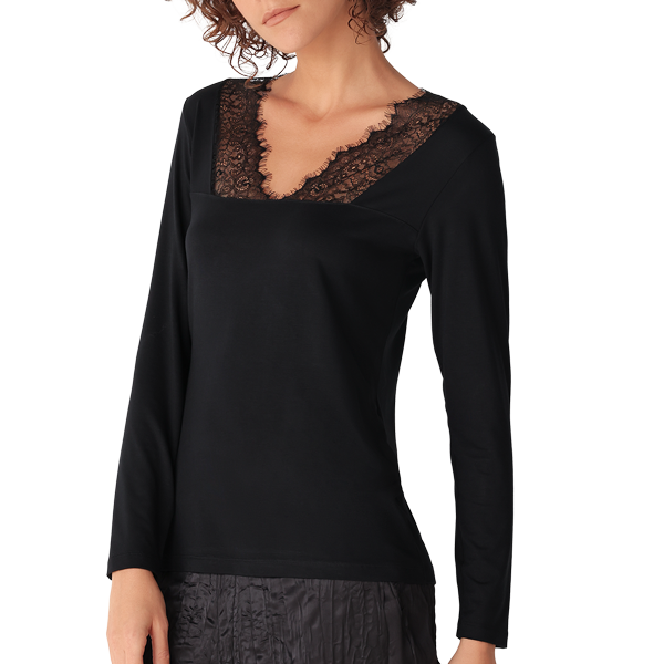 Maglia Scollo V Manica Lunga Donna Cotonella Nero ADB52_00002