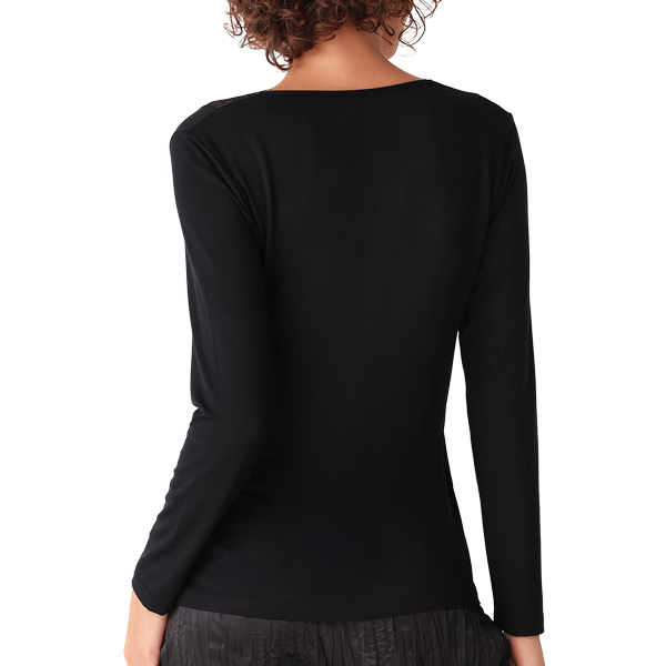 Maglia Scollo V Manica Lunga Donna Cotonella Nero ADB52_00002_2