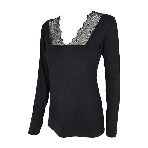 Maglia Scollo V Manica Lunga Donna Cotonella Nero ADB52_00002_4