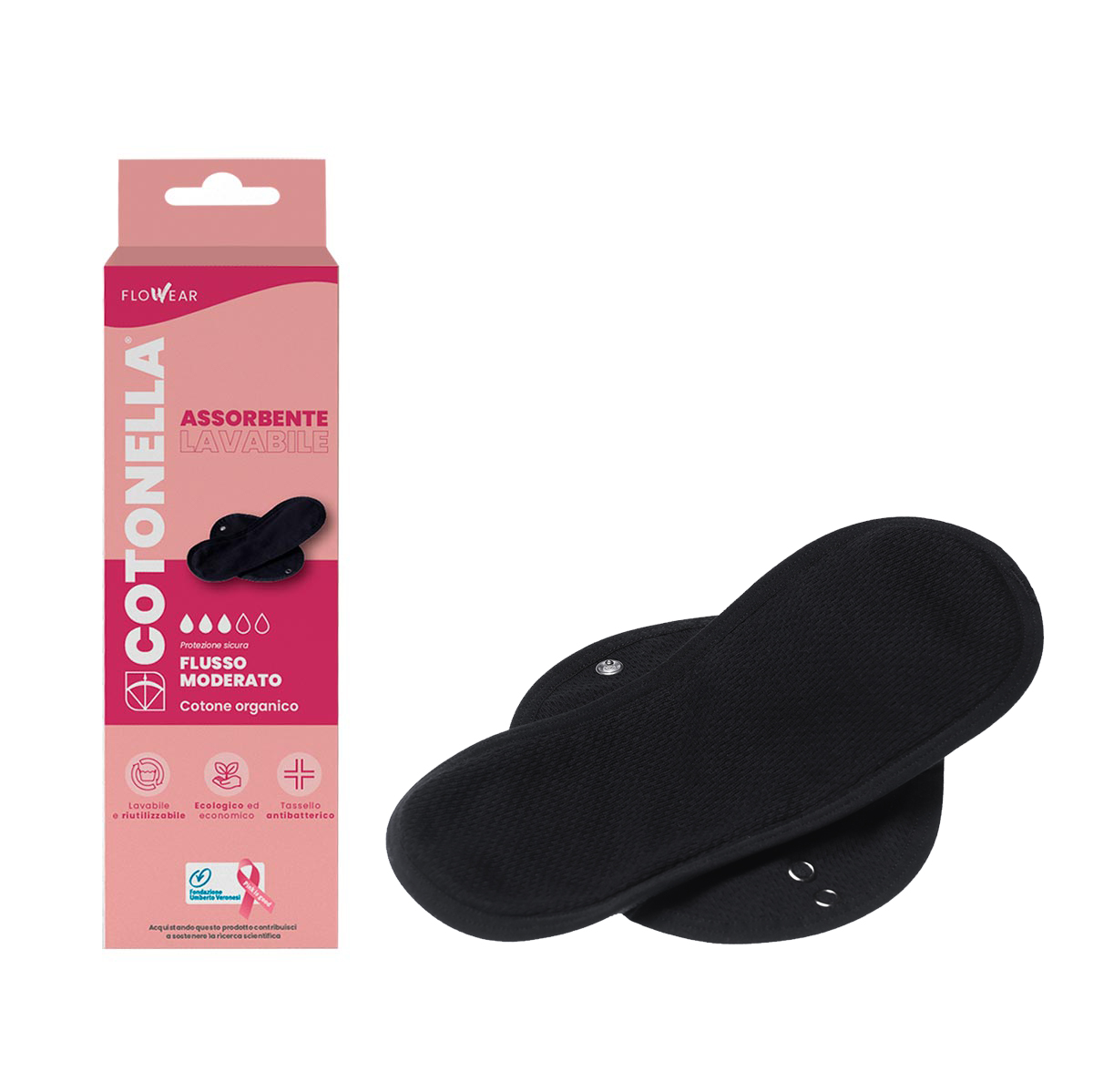 Assorbente Lavabile Flusso Moderato Donna Cotonella Nero ADB64_00002