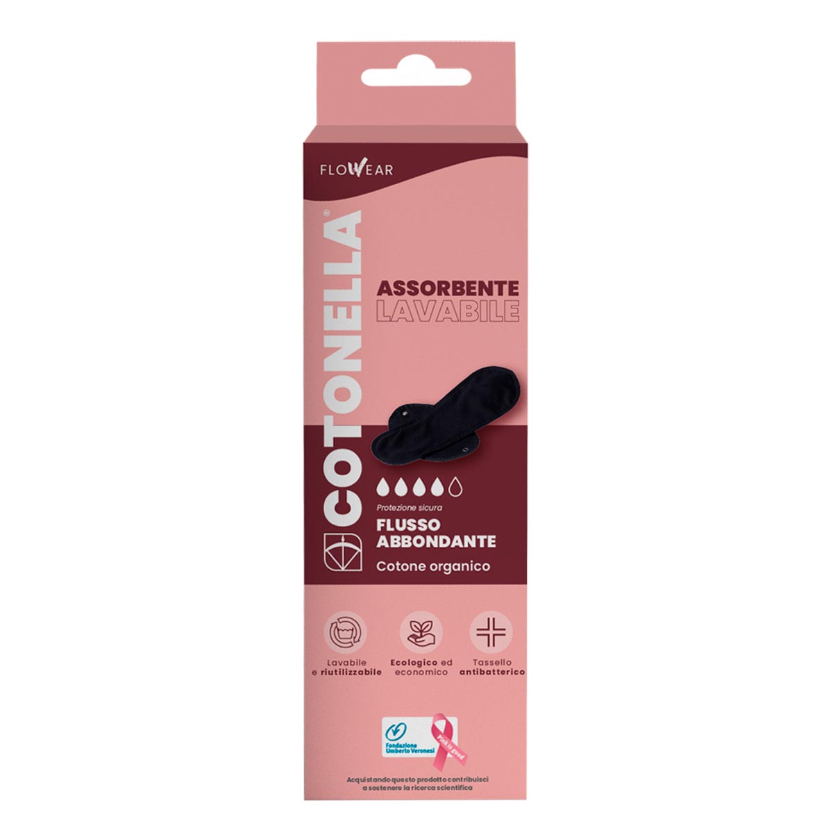 Assorbente Lavabile Flusso Abbondante Donna Cotonella Nero ADB65_00002_3