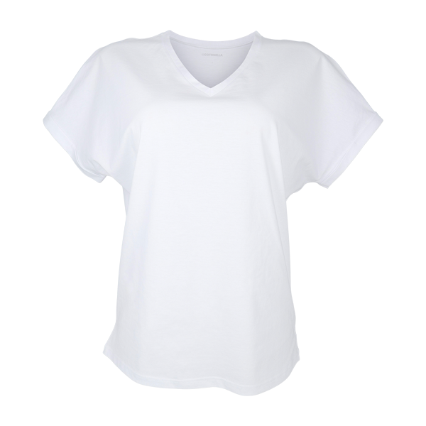 Maglia Scollo V Manica Corta Donna Cotonella Bianco ADB79_00001_3