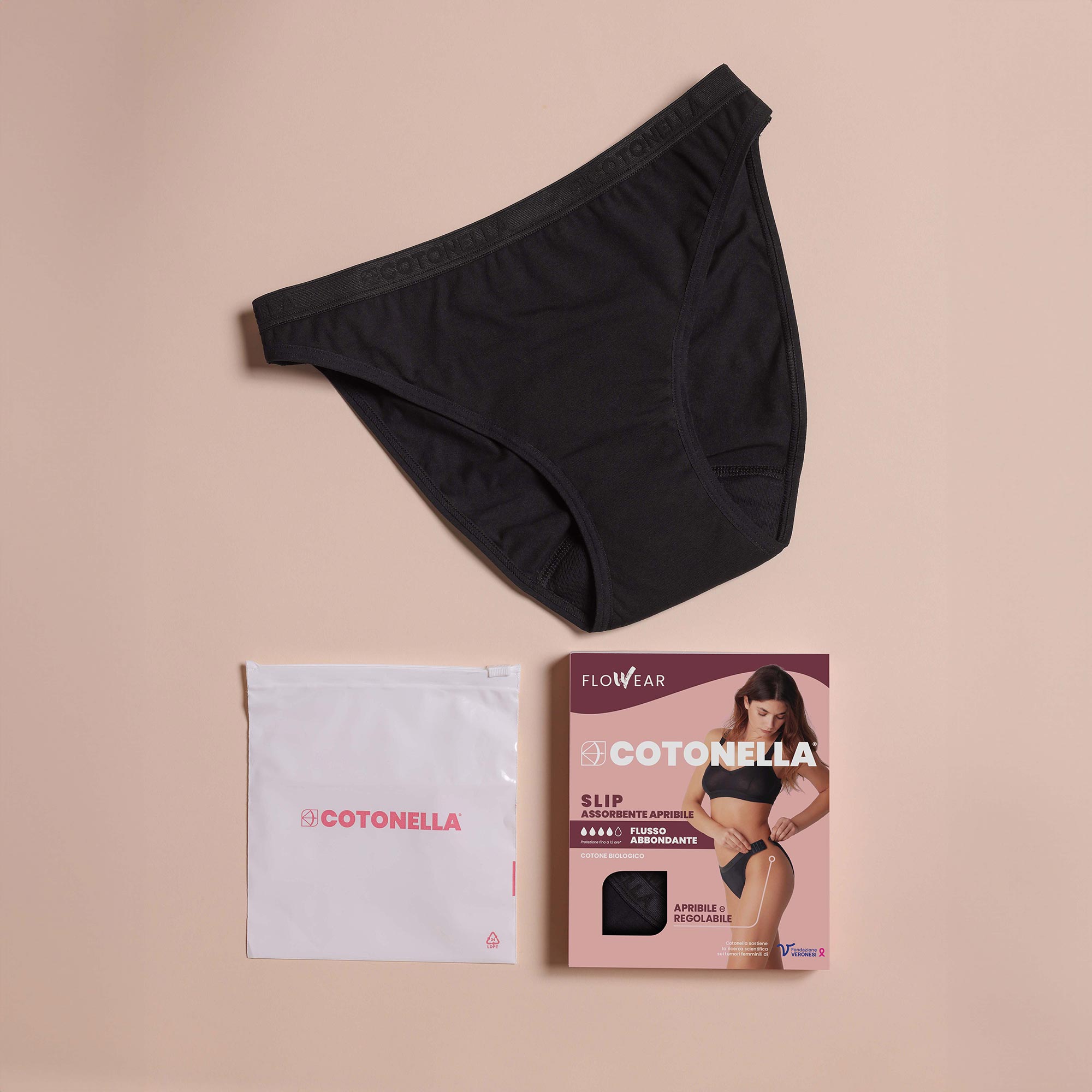 Slip Assorbente Lavabile Apribile Donna Cotonella Nero ADB96_00002_5