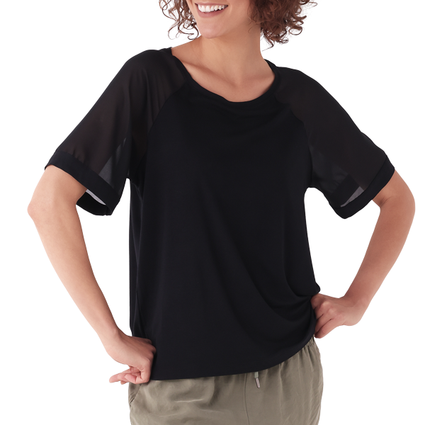 Maglia Scollo A Barchetta Manica Corta Donna Cotonella Nero ADC06_00002