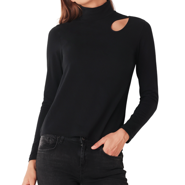 Maglia Lupetto Manica Lunga Donna Cotonella Nero ADC29_00002