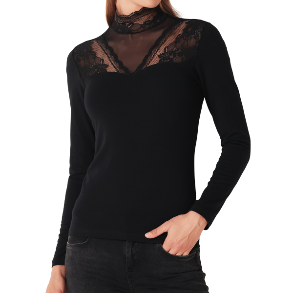 Maglia Lupetto Manica Lunga Donna Cotonella Nero ADC35_00002