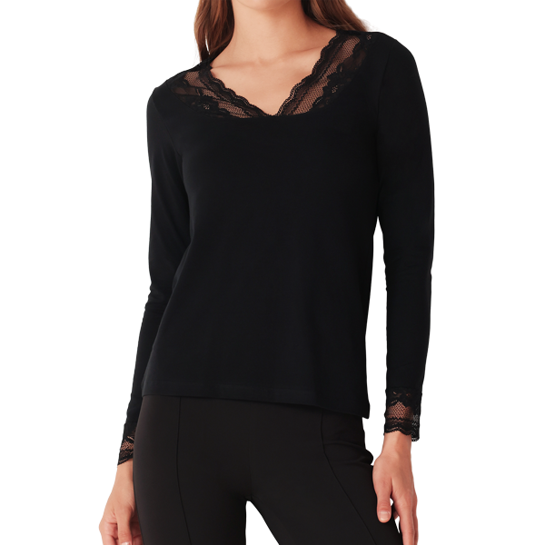 Maglia Scollo V Manica Lunga Donna Cotonella Nero ADC36_00002