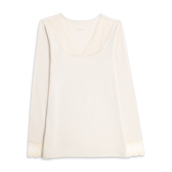 Maglia Scollo V Manica Lunga Donna Cotonella Crema ADC36_00143