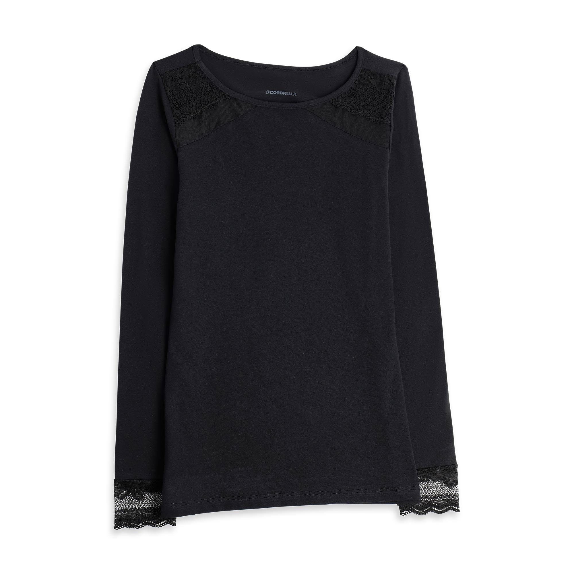 Maglia Girocollo Manica Lunga Donna Cotonella Nero ADC37_00002_2