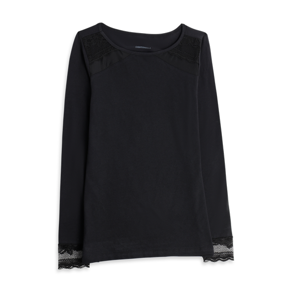 Maglia Girocollo Manica Lunga Donna Cotonella Nero ADC37_00002_2