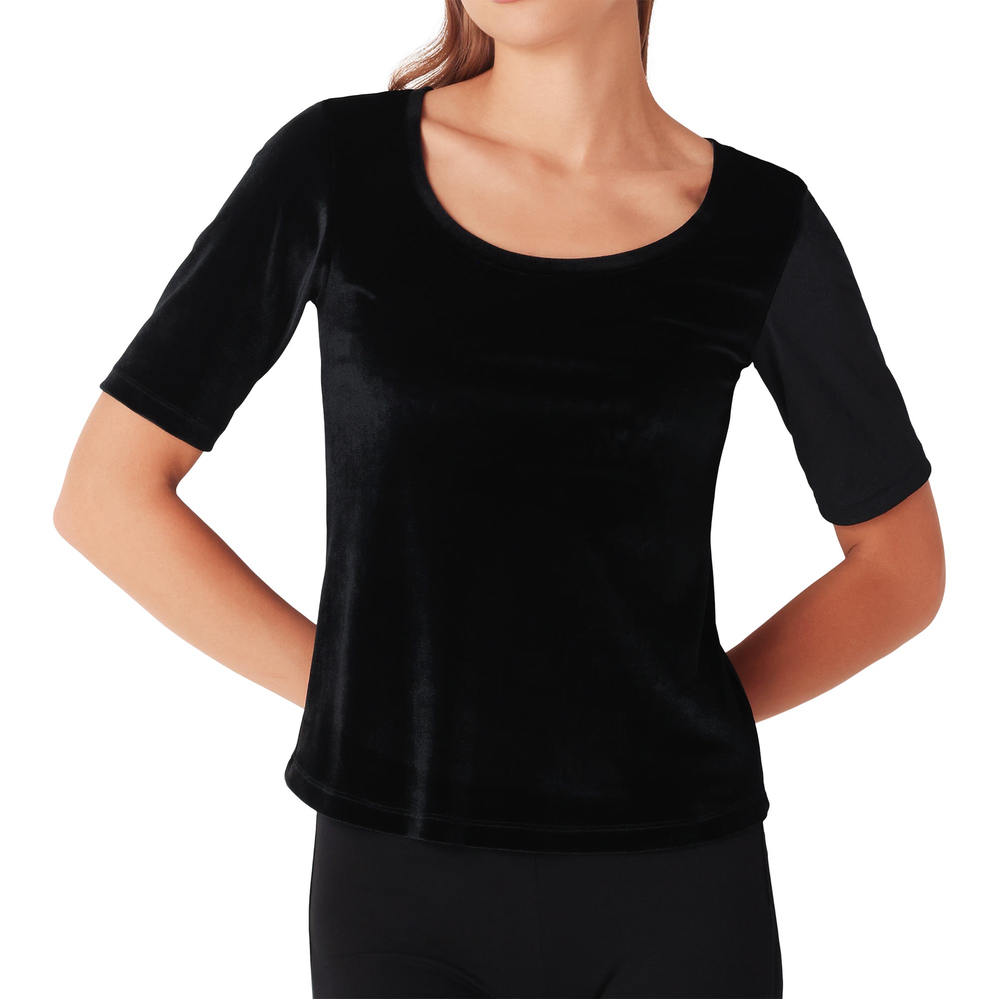 Maglia Girocollo Manica Corta Donna Cotonella Nero ADC38_00002
