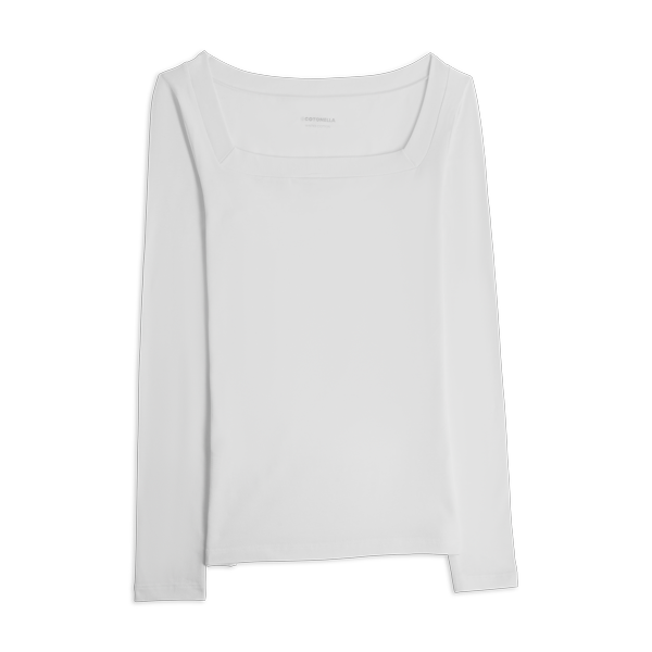 Maglia Scollo Quadrato Manica Lunga Donna Cotonella Bianco ADC43_00001