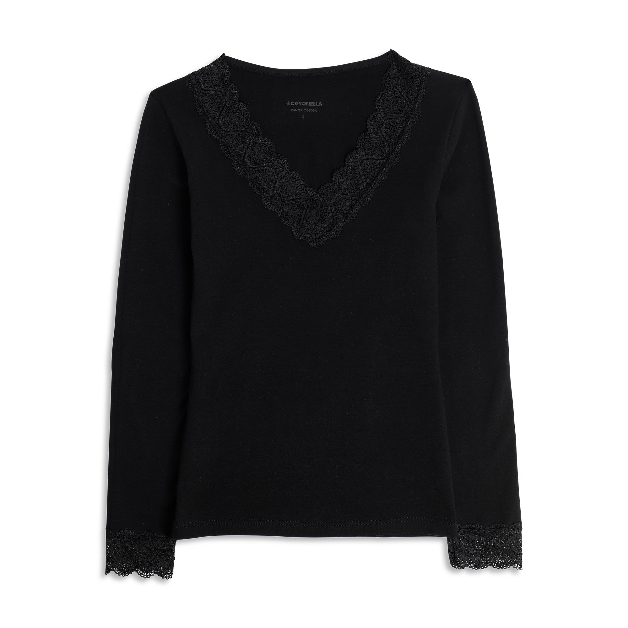 Maglia Scollo V Manica Lunga Donna Cotonella Nero ADC48_00002_3