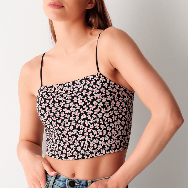 Top Donna Cotonella Stampato Nero ADC68_STNE2