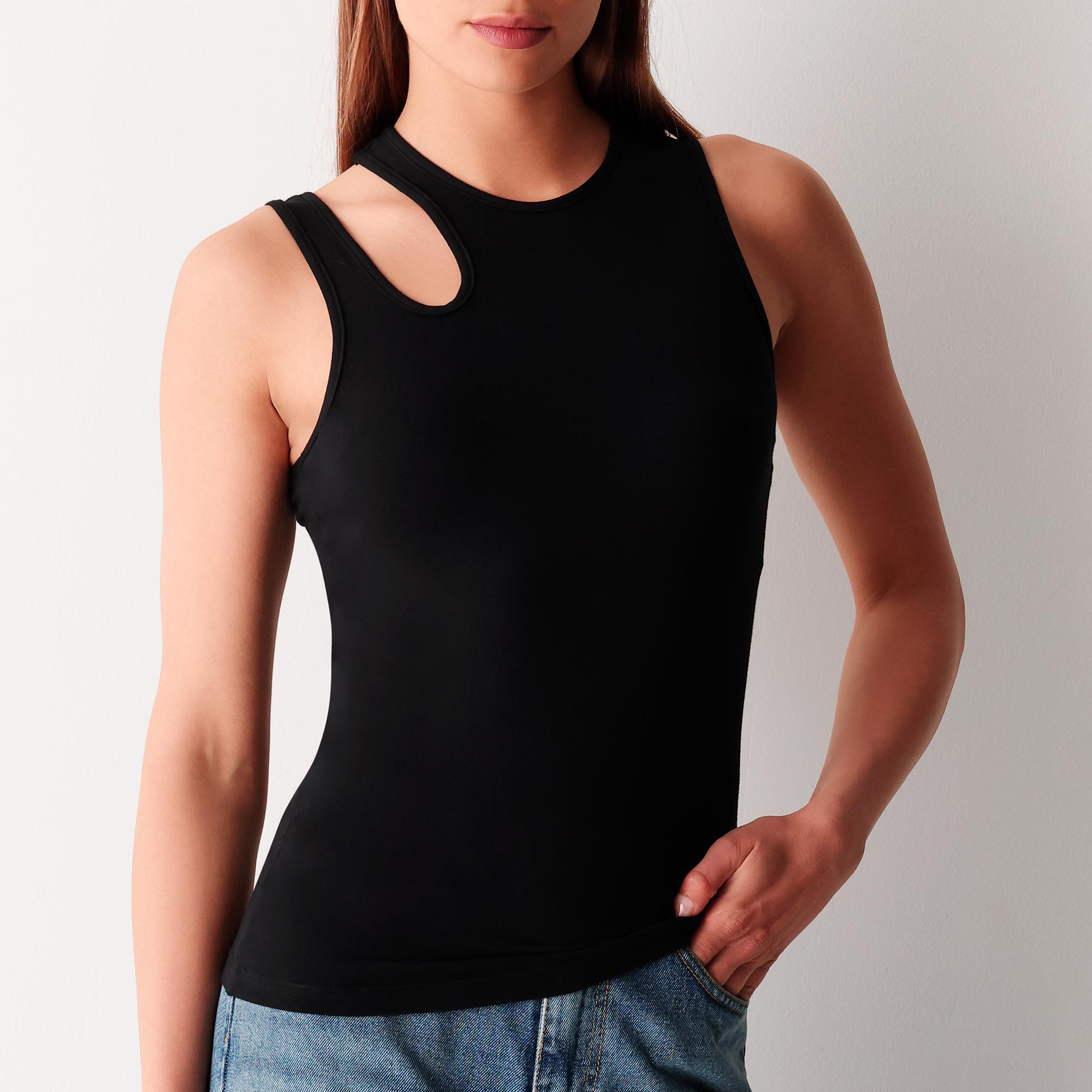 Canotta Donna Cotonella Nero ADC70_00002