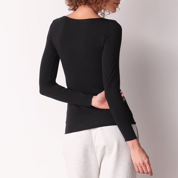 Maglia Scollo A Barchetta Manica Lunga Donna Cotonella Nero ADD09_00002_2