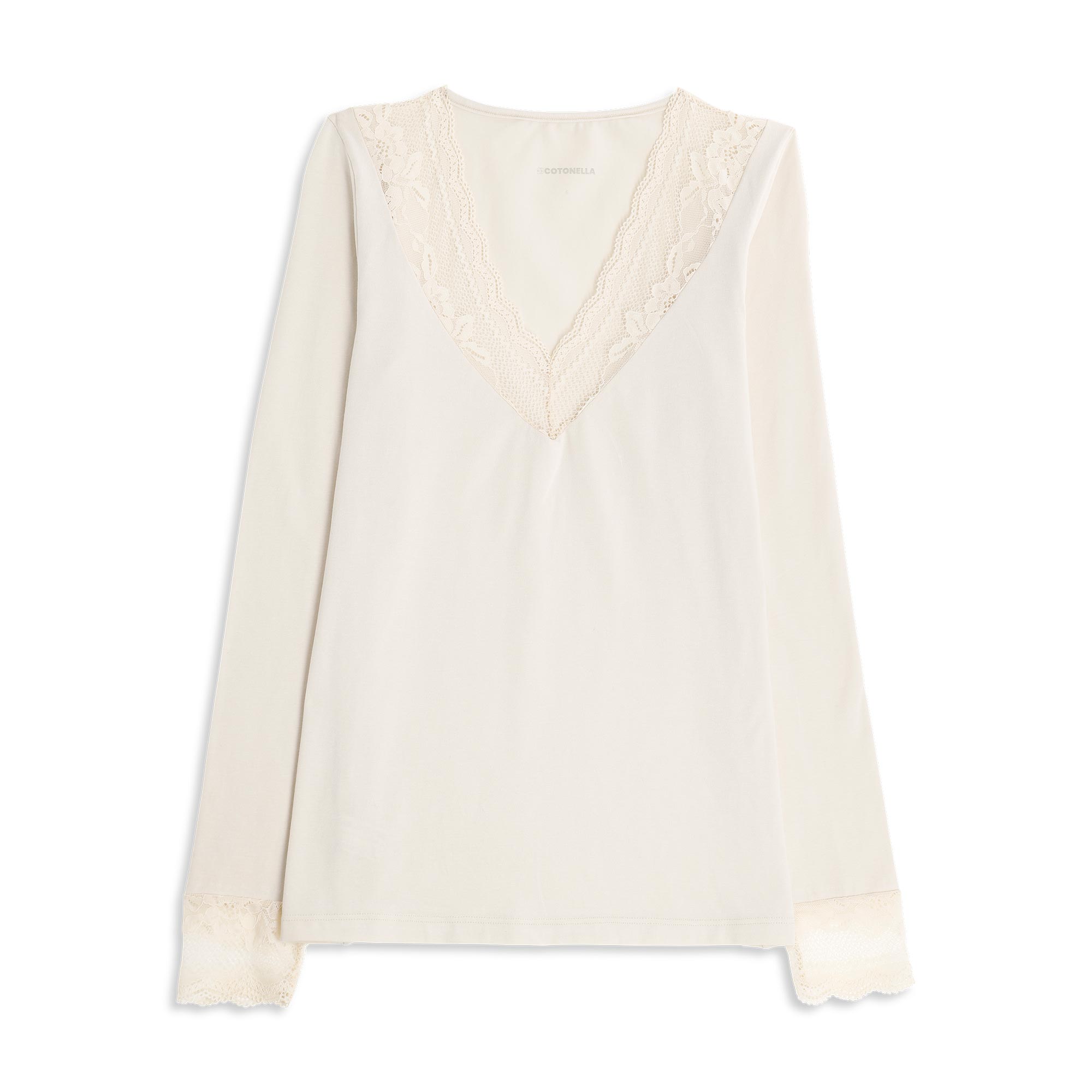 Maglia Scollo V Manica Lunga Donna Cotonella Crema ADD11_00143