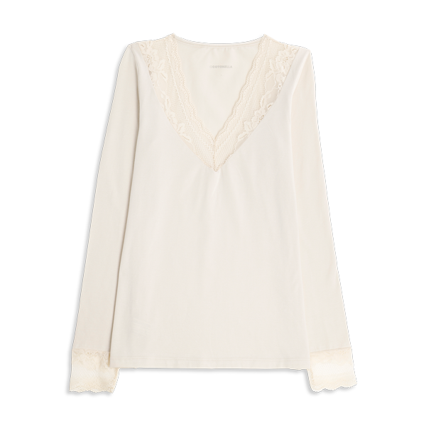 Maglia Scollo V Manica Lunga Donna Cotonella Crema ADD11_00143