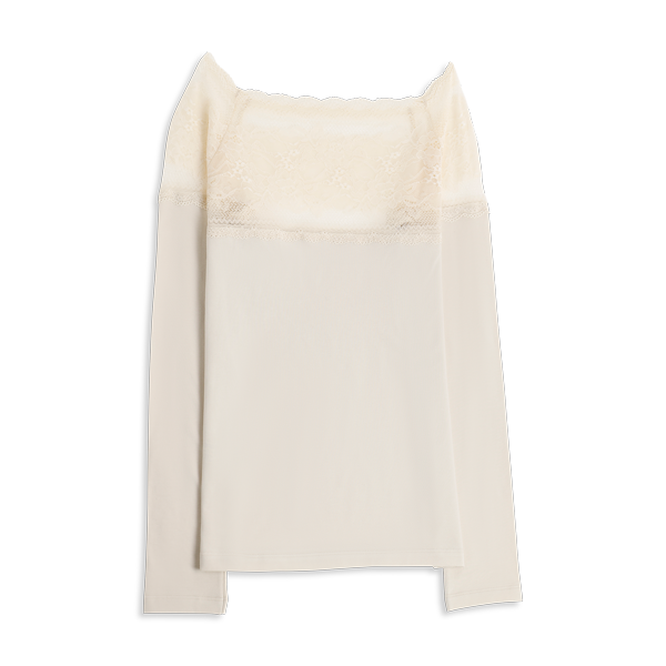 Maglia Scollo A Barchetta Manica Lunga Donna Cotonella Crema ADD12_00143_2