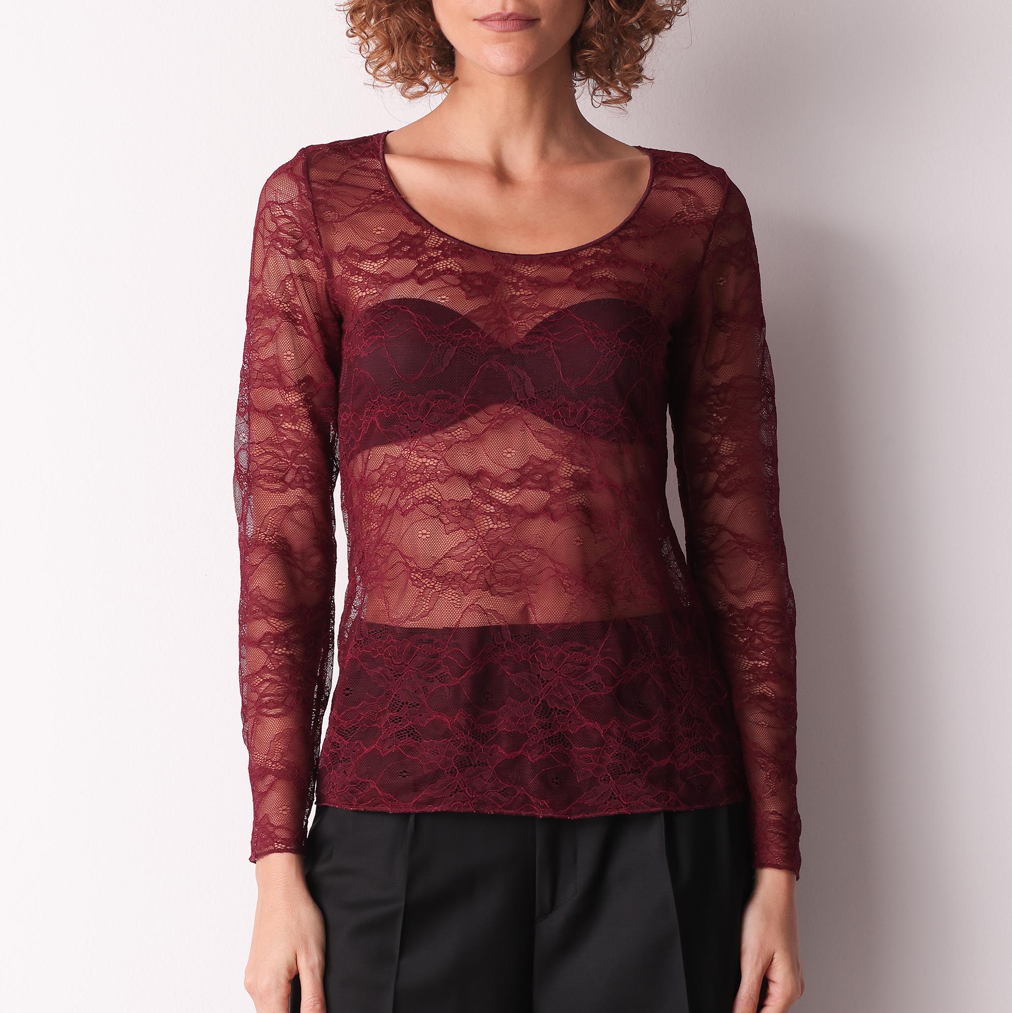 Maglia Girocollo Manica Lunga Donna Cotonella Bordeaux ADD16_00025