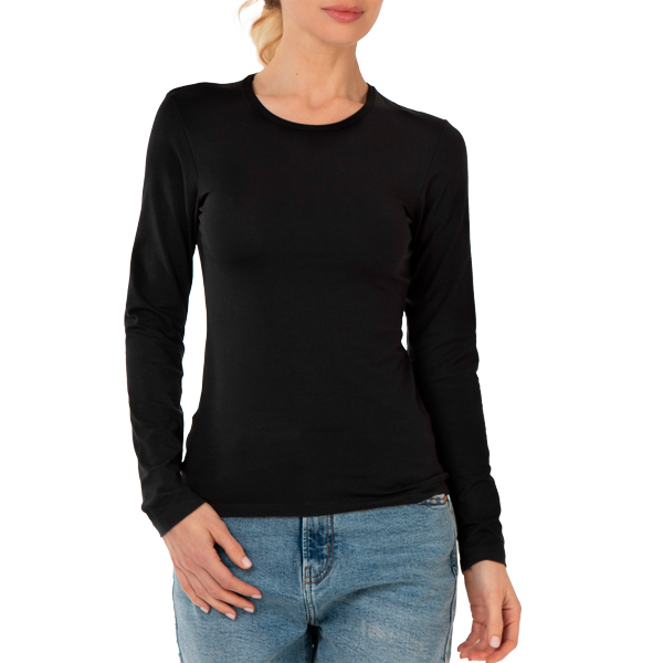 Maglia Girocollo Manica Lunga Donna Cotonella Nero ADD21_00002