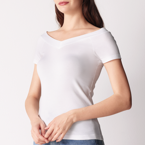 Maglia Manica Corta Spalle Scoperte Donna Cotonella Bianco ADD38_00001