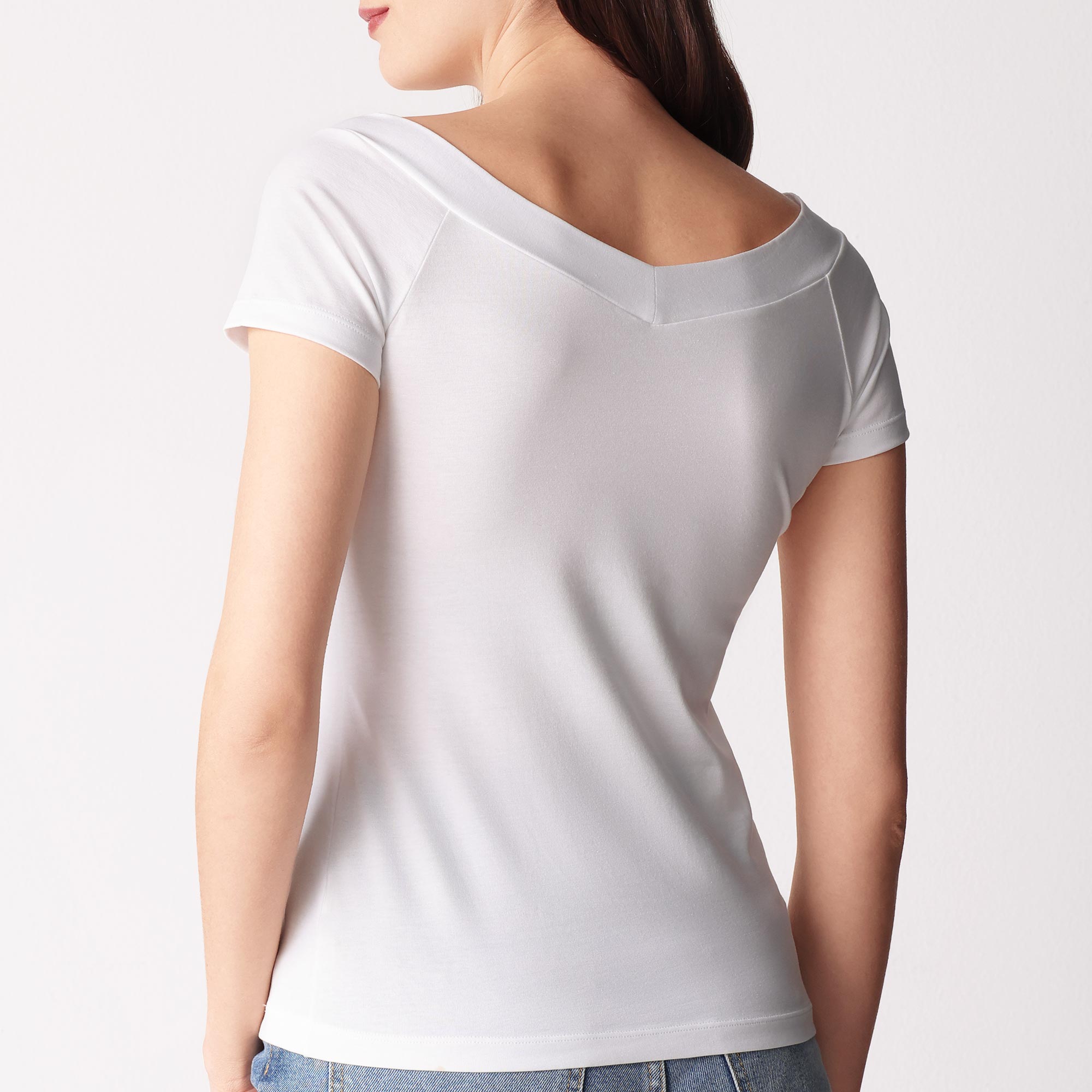 Maglia Manica Corta Spalle Scoperte Donna Cotonella Bianco ADD38_00001_2