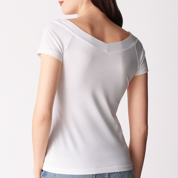 Maglia Manica Corta Spalle Scoperte Donna Cotonella Bianco ADD38_00001_2