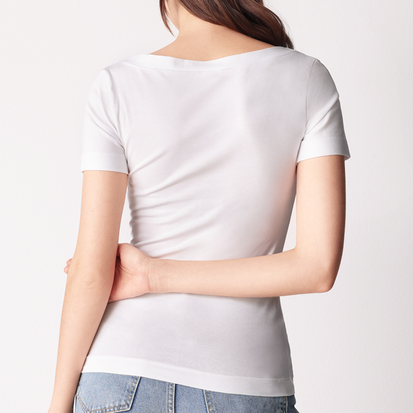 Maglia Scollo Quadrato Manica Corta Donna Cotonella Bianco ADD39_00001_2