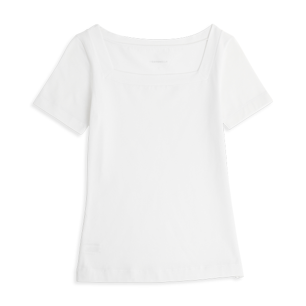 Maglia Scollo Quadrato Manica Corta Donna Cotonella Bianco ADD39_00001_3