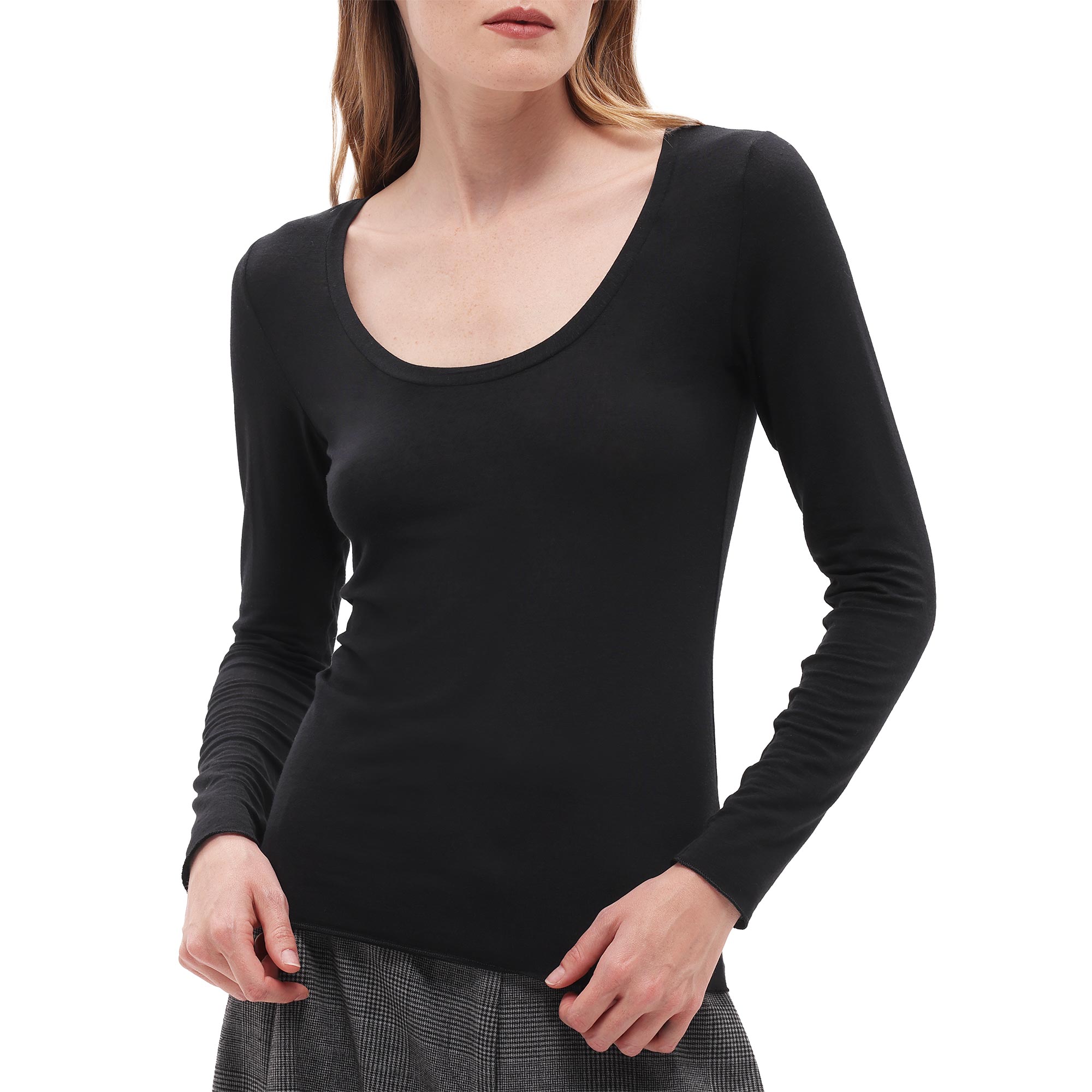Maglia Girocollo Manica Lunga Donna Cotonella Nero ADD52_00002
