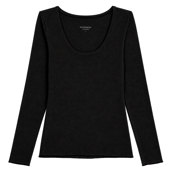 Maglia Girocollo Manica Lunga Donna Cotonella Nero ADD52_00002_3