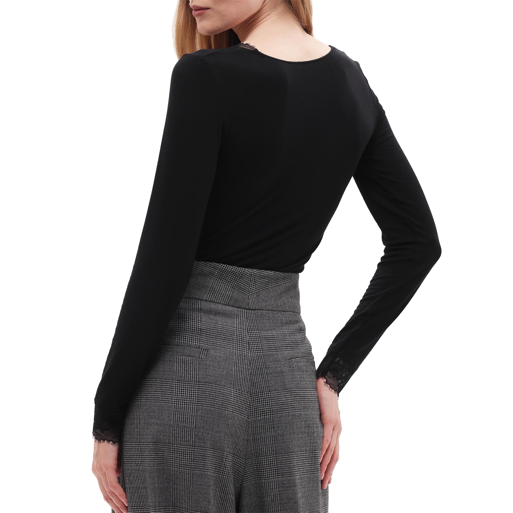 Maglia Scollo V Manica Lunga Donna Cotonella Nero ADD56_00002_2