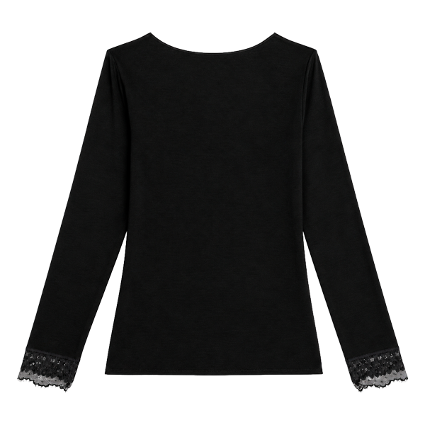 Maglia Scollo V Manica Lunga Donna Cotonella Nero ADD56_00002_4