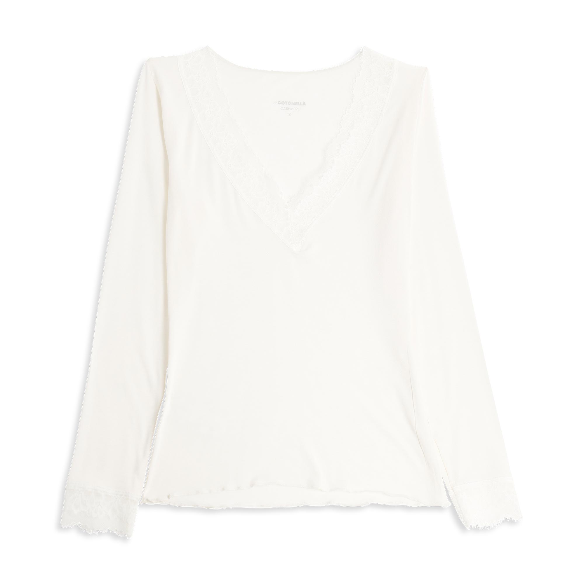 Maglia Scollo V Manica Lunga Donna Cotonella Panna ADD56_00039